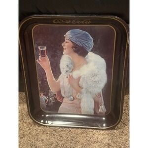 Coca-Cola Vintage Metal Serving Tray Flapper Girl Drinkware Collectible
